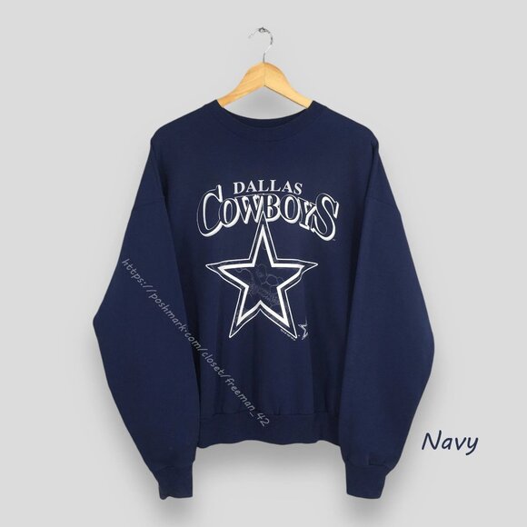 Vintage 90s Dallas Cowboys NFL Sweatshirt Dallas Cowboys Printed Logo Crewneck - Picture 1 of 3